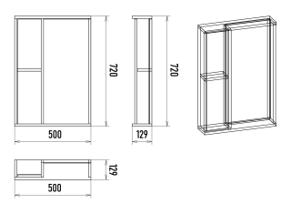 Зеркальный шкаф Misty Кедр 50см левый чёрный/орех